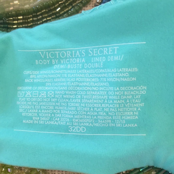 New! Victoria’s Secret Body by Victoria Lightly Lined Lace Demi Bra 32 DD Aqua - Picture 9 of 9